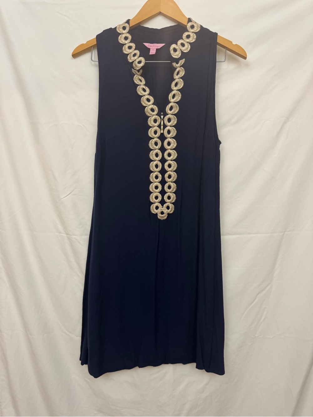 Lily Pulitzer Navy Dress with Gold Trim